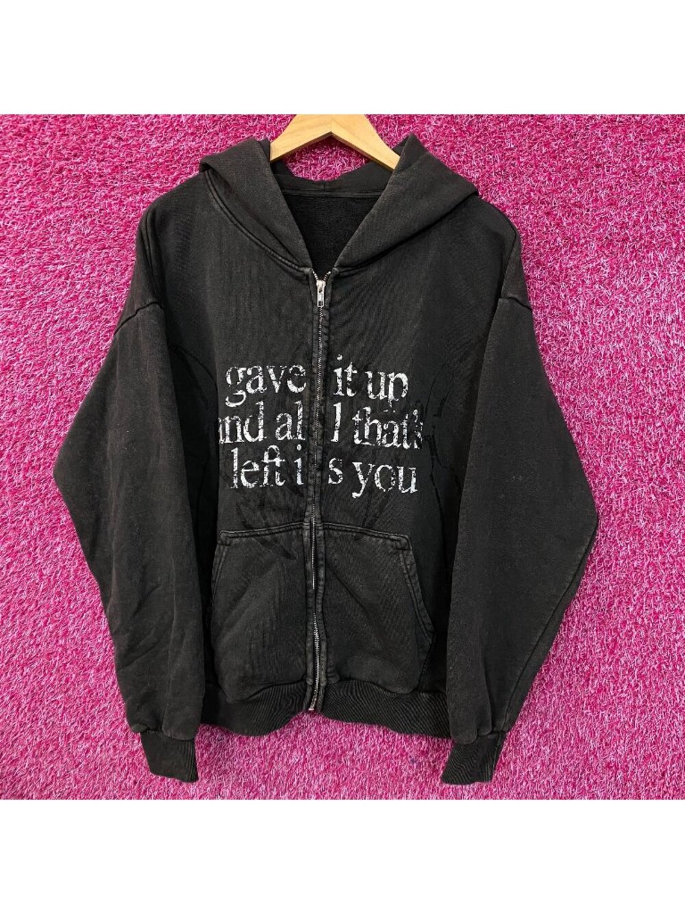Keshi “Gave It Up and All That’s Left Is You” Graphic Zip-Up Hoodie Large
